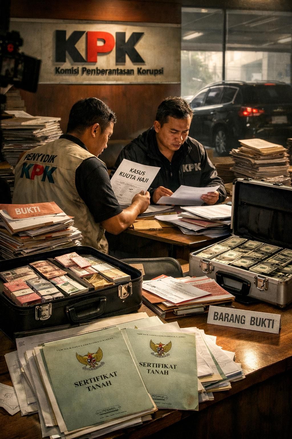 kpk menyita aset senilai rp 100 miliar terkait kasus kuota haji dan menangkap yaqut sebagai bagian dari penyelidikan.