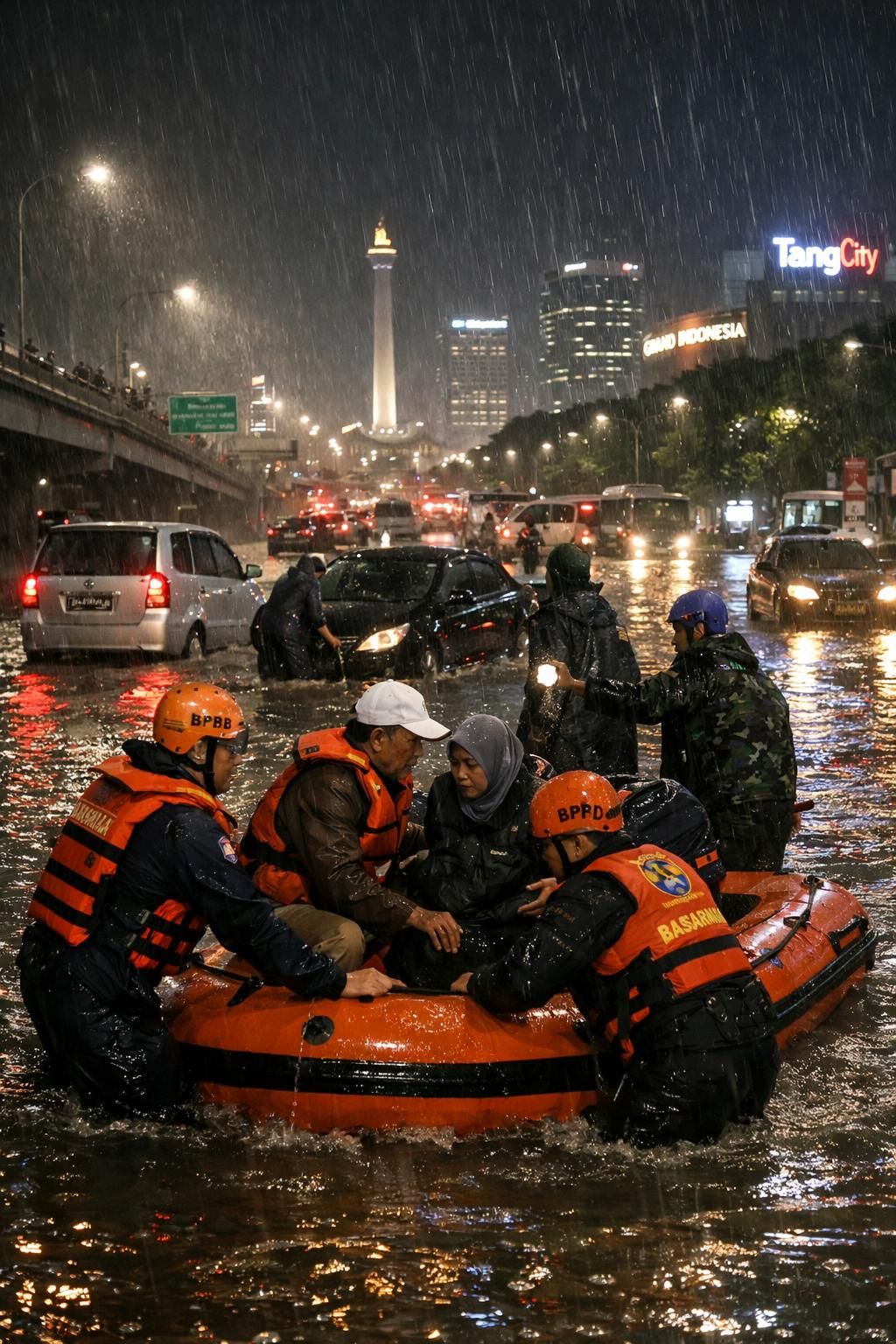 malam hujan deras menyebabkan banjir melanda jakarta dan tangerang. saksikan potret terbaru dan laporan lengkap dari cnbc indonesia.