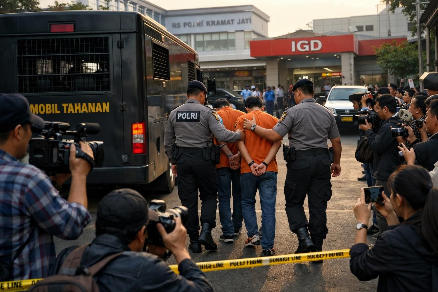roy suryo dan dr. tifa dibawa ke rs polri untuk menjalani pemeriksaan kesehatan sebagai bagian dari proses penyelidikan.