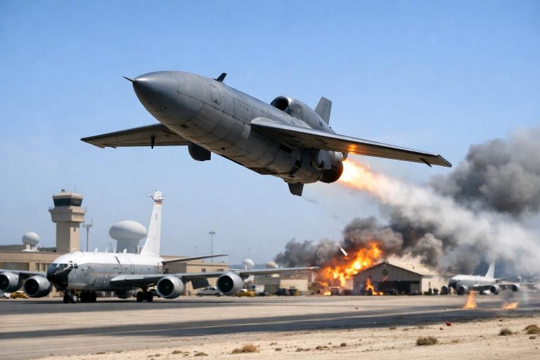 heboh! drone kamikaze iran melancarkan serangan terhadap pangkalan pesawat pengintai as di bahrain, menimbulkan ketegangan di kawasan. baca selengkapnya di detiknews.