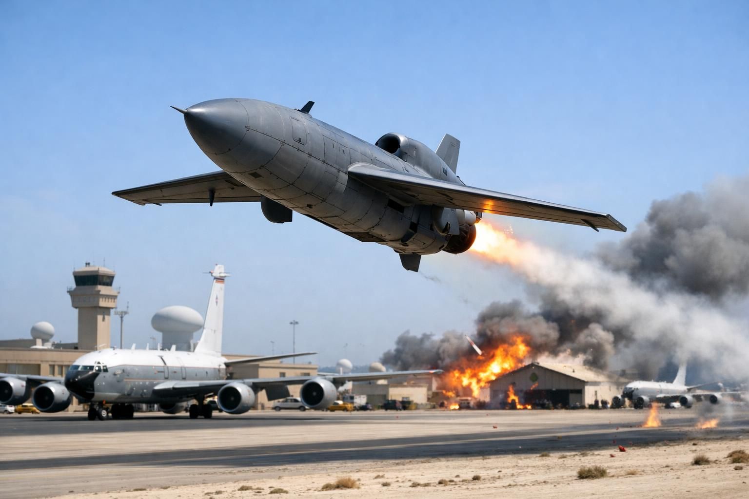 heboh! drone kamikaze iran melancarkan serangan terhadap pangkalan pesawat pengintai as di bahrain, menimbulkan ketegangan di kawasan. baca selengkapnya di detiknews.