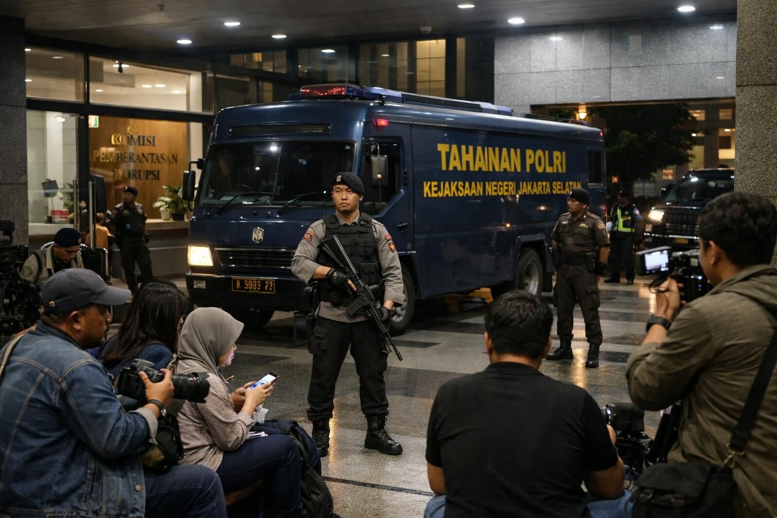 jamwas meminta maaf karena febrie adriansyah tidak mengenakan rompi tahanan dalam situasi yang terburu-buru, menjelaskan kendala dan langkah perbaikan yang akan dilakukan.