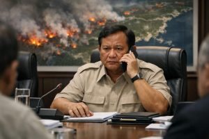 detik-detik prabowo menelepon saat rapat, memohon perangkat tambahan untuk mengatasi kebakaran hutan yang melanda.